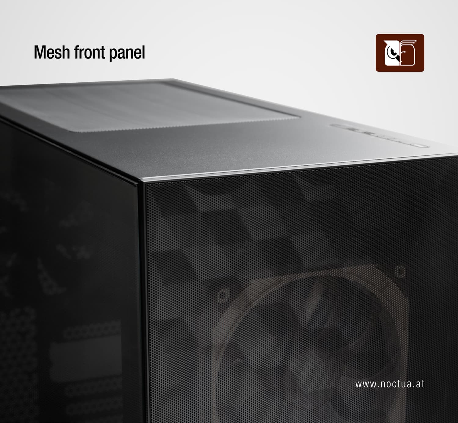 A close-up of a case's mesh front panel.