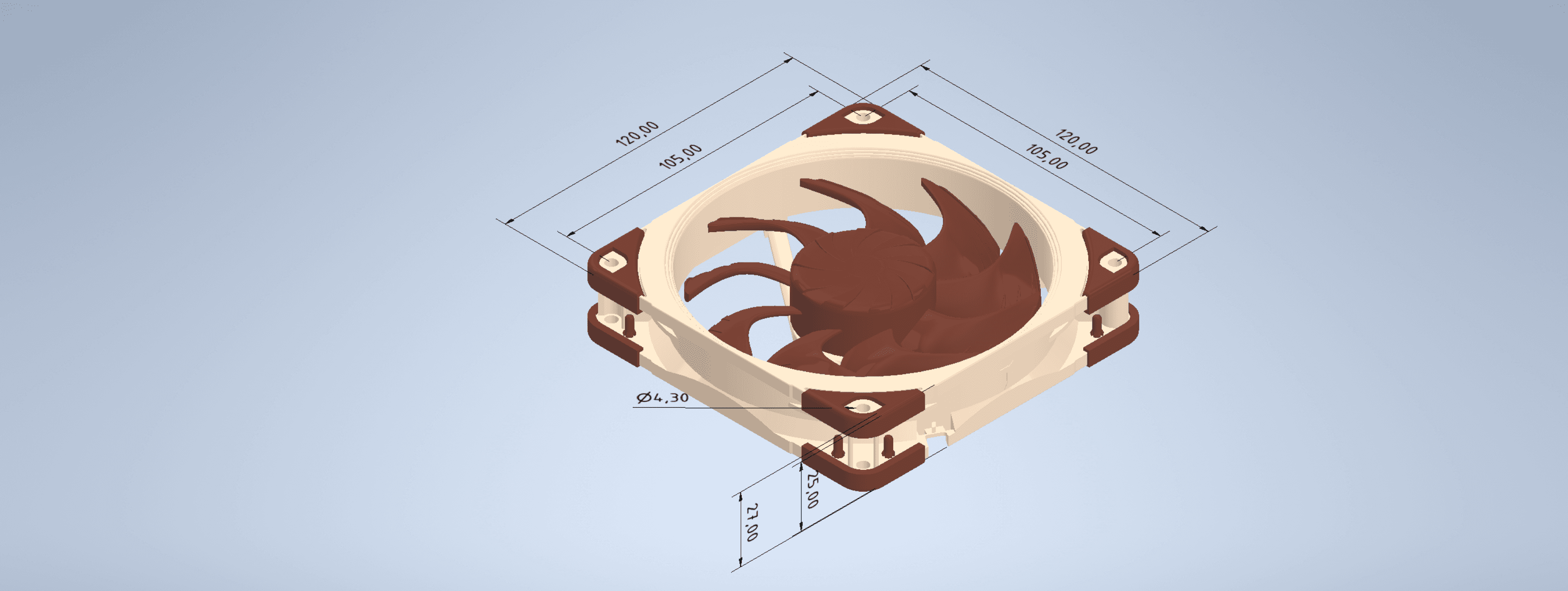 NF-A12x25 G2 CAD model with measurements