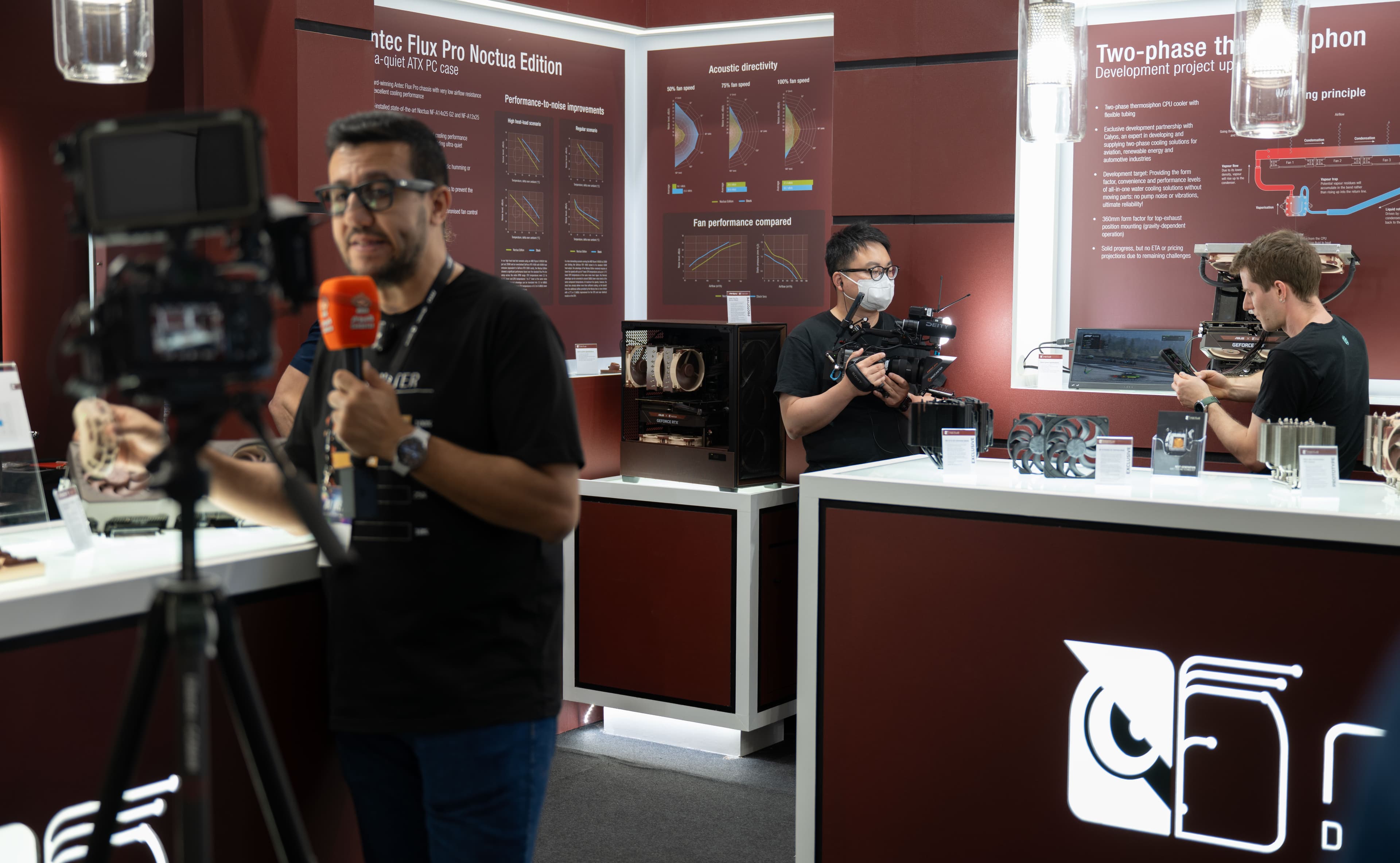Youtubers filming videos at Noctua's Computex 2025 booth