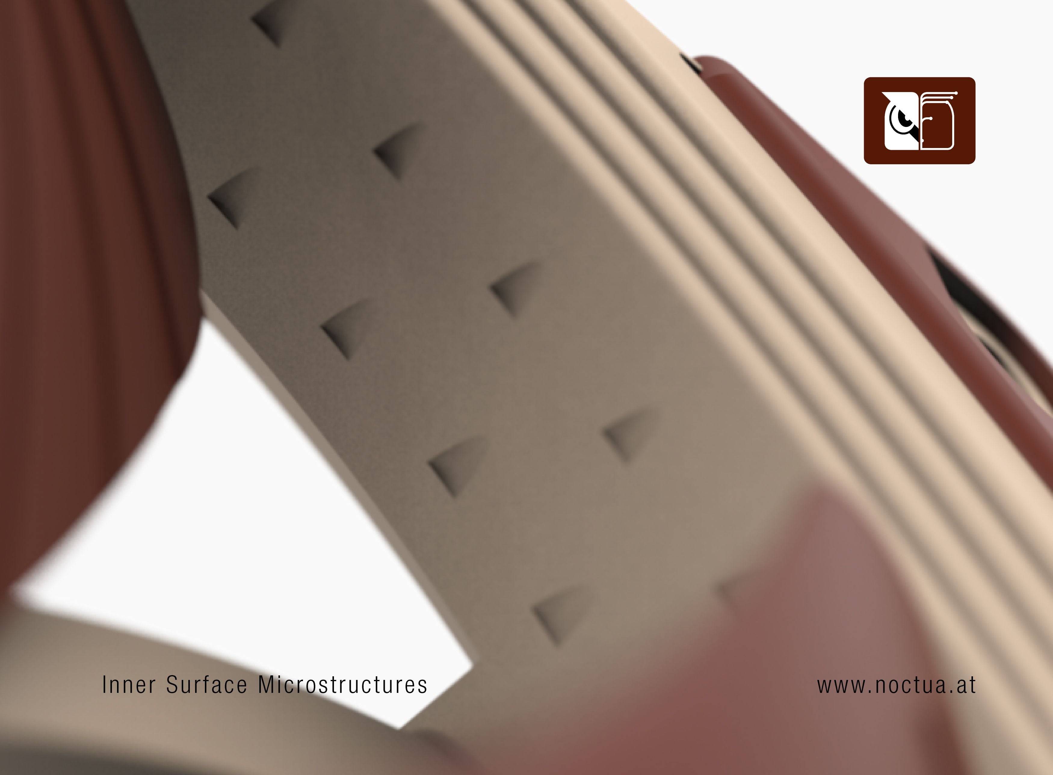 Noctua fan with Inner Surface Microstructures small dents at the inside the frame reduce flow separation create a turbulent boundary layer that improves performance and silence.