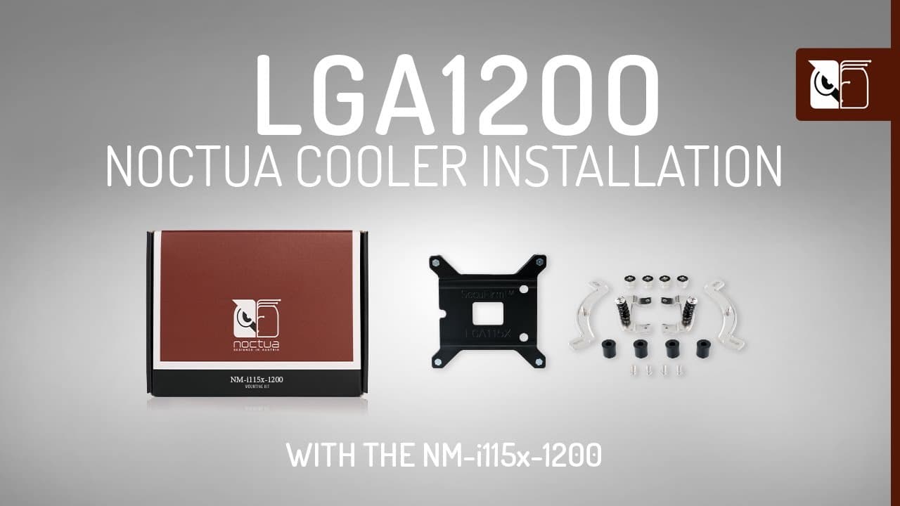 Noctua NM-i115x-1200 upgrade kit components for LGA1200/LGA115x cooler installation, including brackets and mounting hardware.