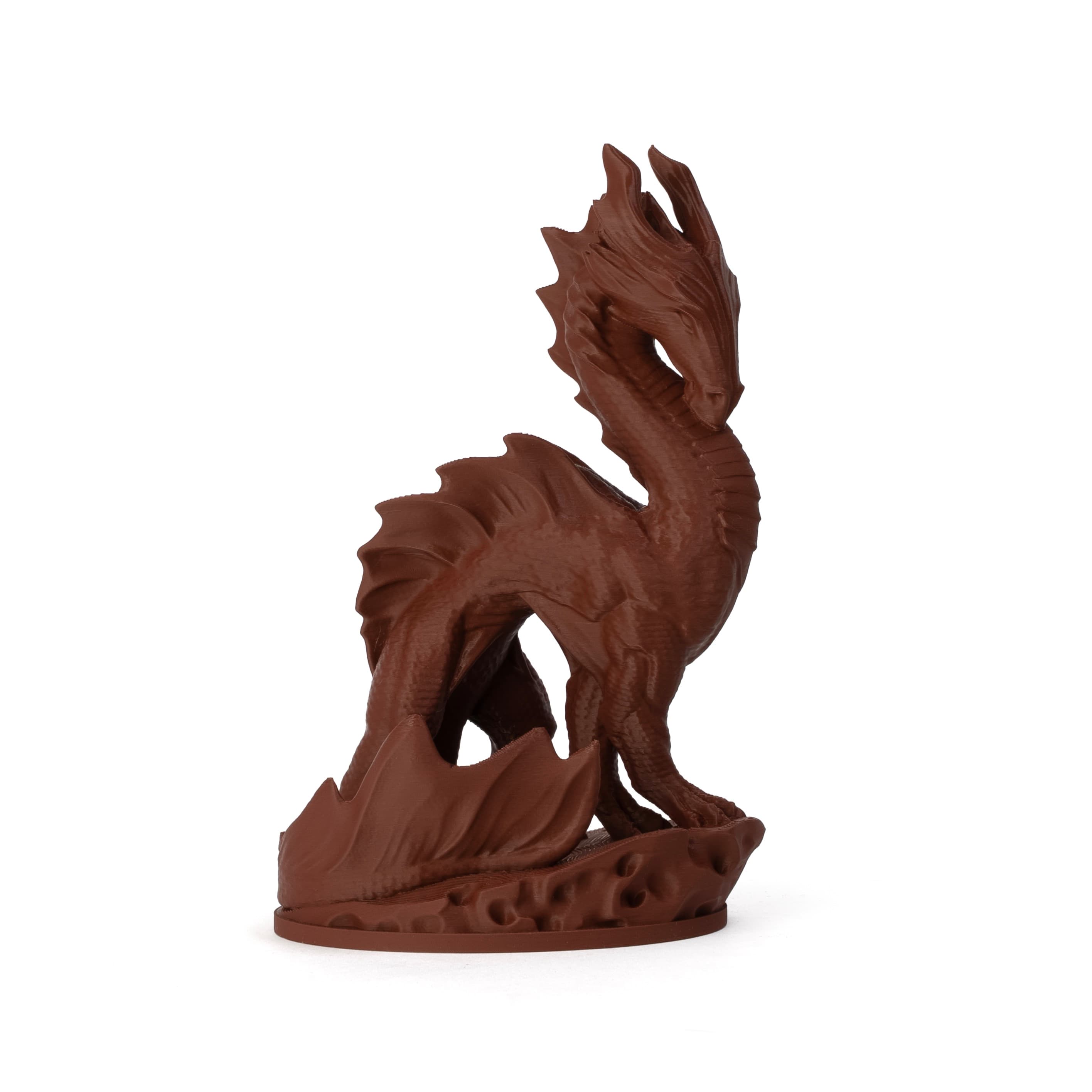 Brown 3D printed dragon figurine