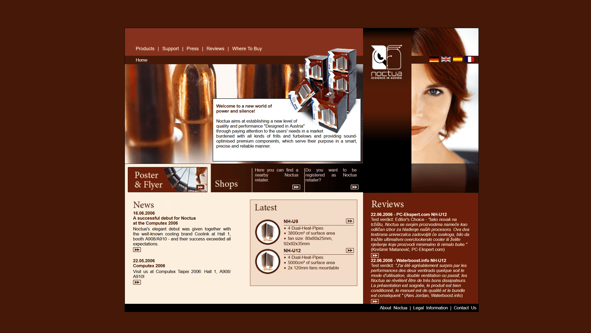 Screenshot of Noctua's website in 2006
